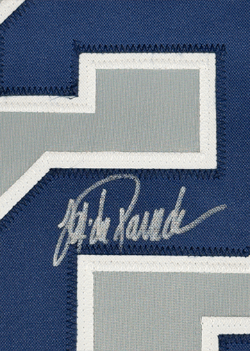 Framed Autographed/Signed Jorge Posada 35x39 New York Grey Baseball Jersey Beckett BAS COA