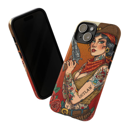 Vintage Western Tough Phone Case with Outlaw Design