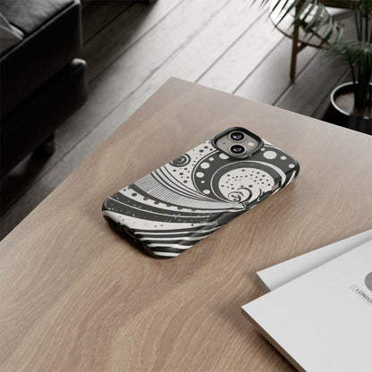 Artistic Black & White Swirl Tough Phone Case