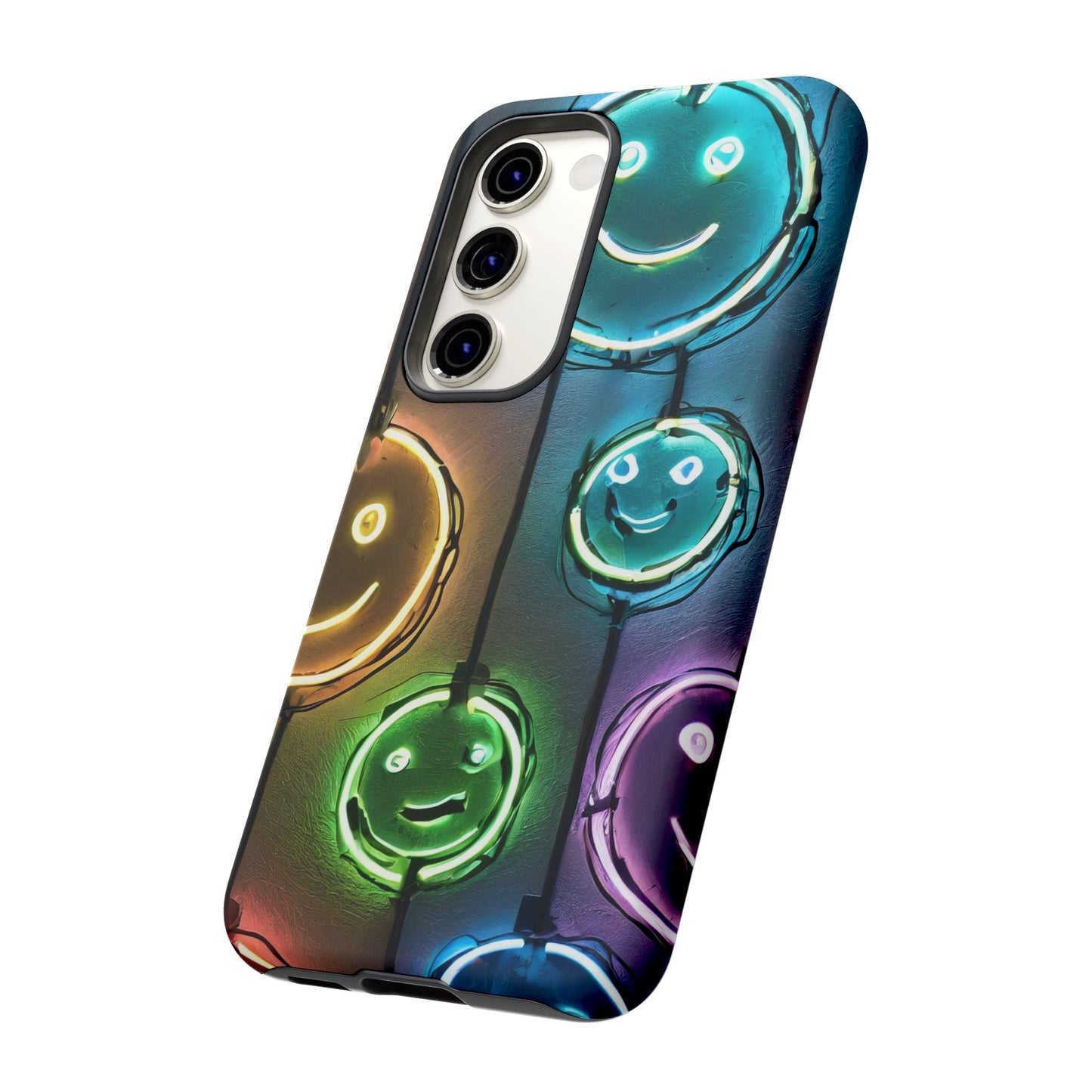Colorful Neon Smiley Face Phone Case - Tough & Stylish Protection