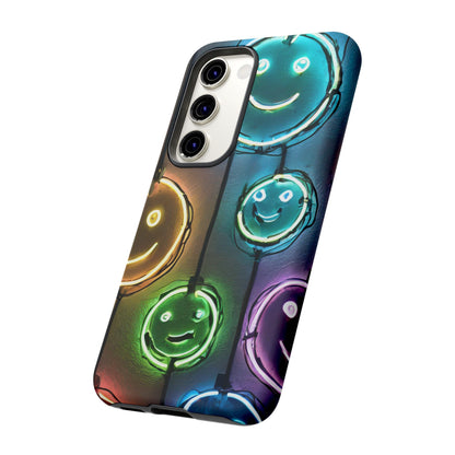 Colorful Neon Smiley Face Phone Case - Tough & Stylish Protection