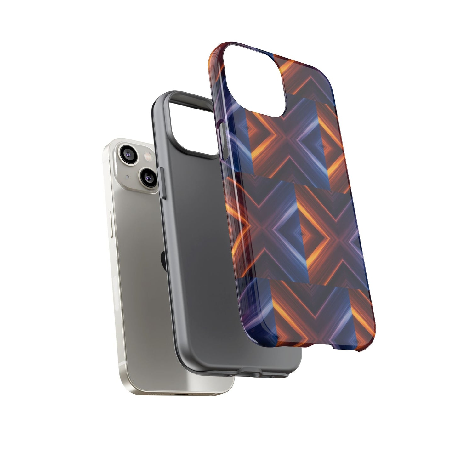Stylish Tough Phone Case With Blue & Orange Abstract Design