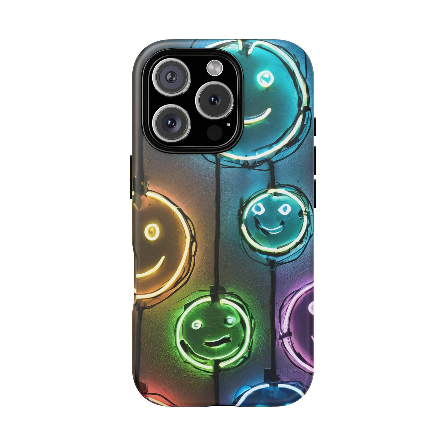 Colorful Neon Smiley Face Phone Case - Tough & Stylish Protection