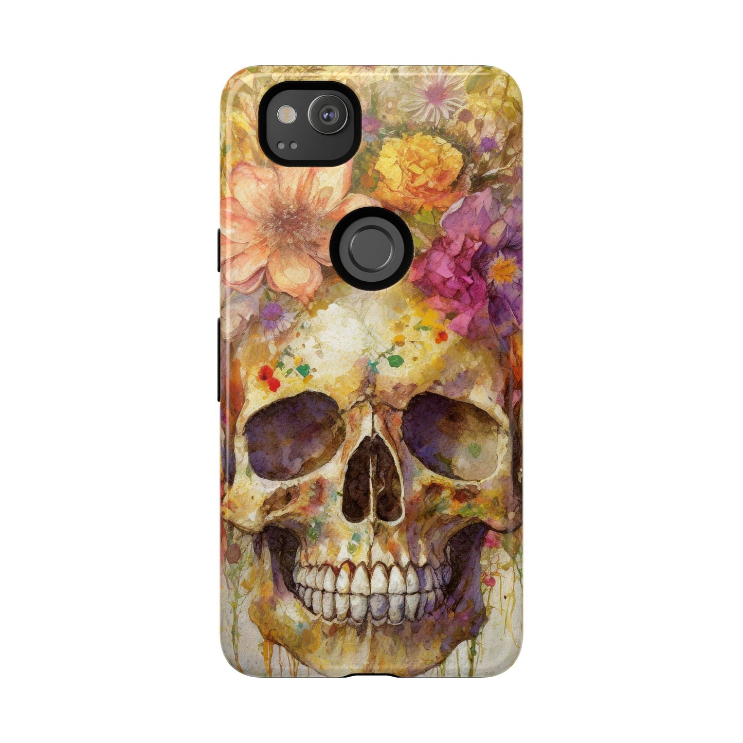 Unique Floral Skull Tough Phone Case
