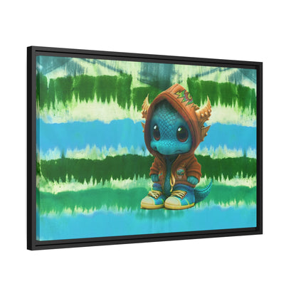 Baby Dragon Jam Aqua Matte Canvas with Black Frame