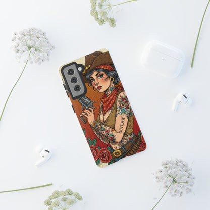 Vintage Western Tough Phone Case with Outlaw Design
