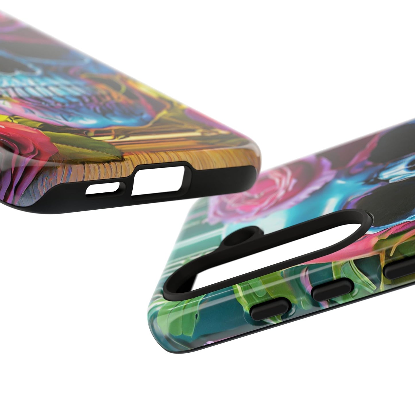 Neon Rose Skull Tough Phone Case