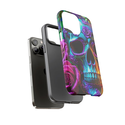 Neon Skull and Roses Vibrant Tough Phone Case
