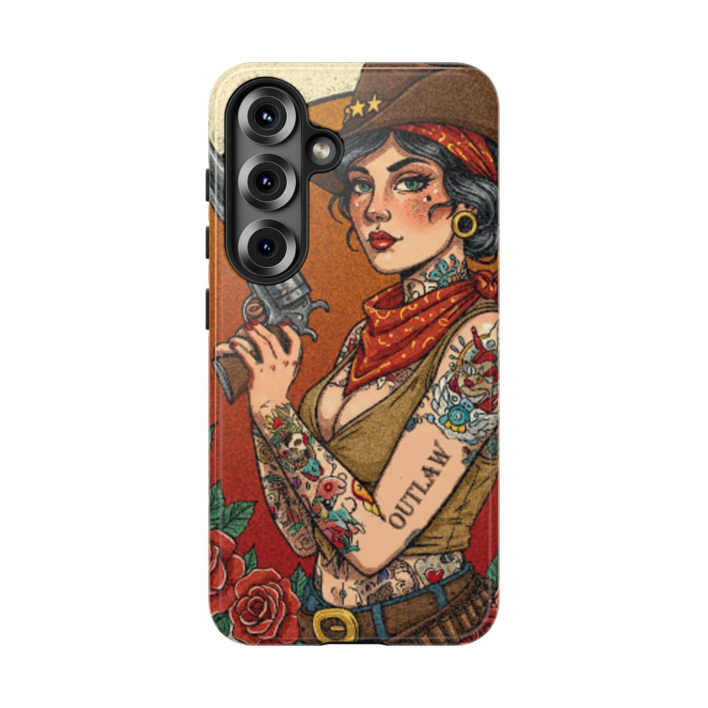 Vintage Western Tough Phone Case with Outlaw Design