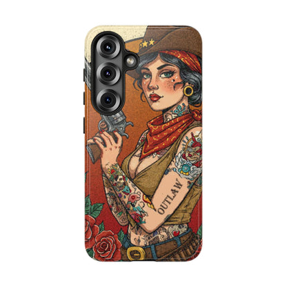 Vintage Western Tough Phone Case with Outlaw Design