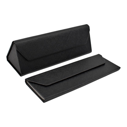 Small Black Solid Color Glasses Case - Vegan Leather Magic Folding Hardcase