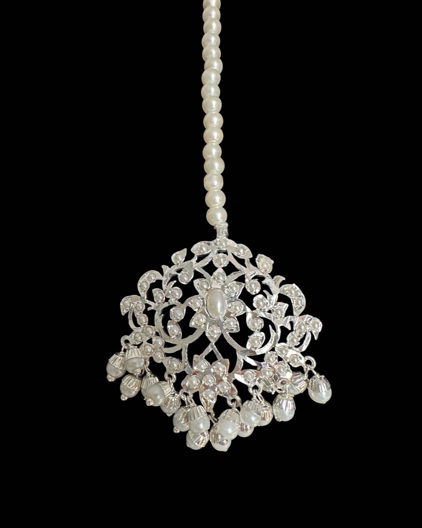 C569 Silver plated jadau choker in pearls ( SHIPS IN 4 WEEKS )