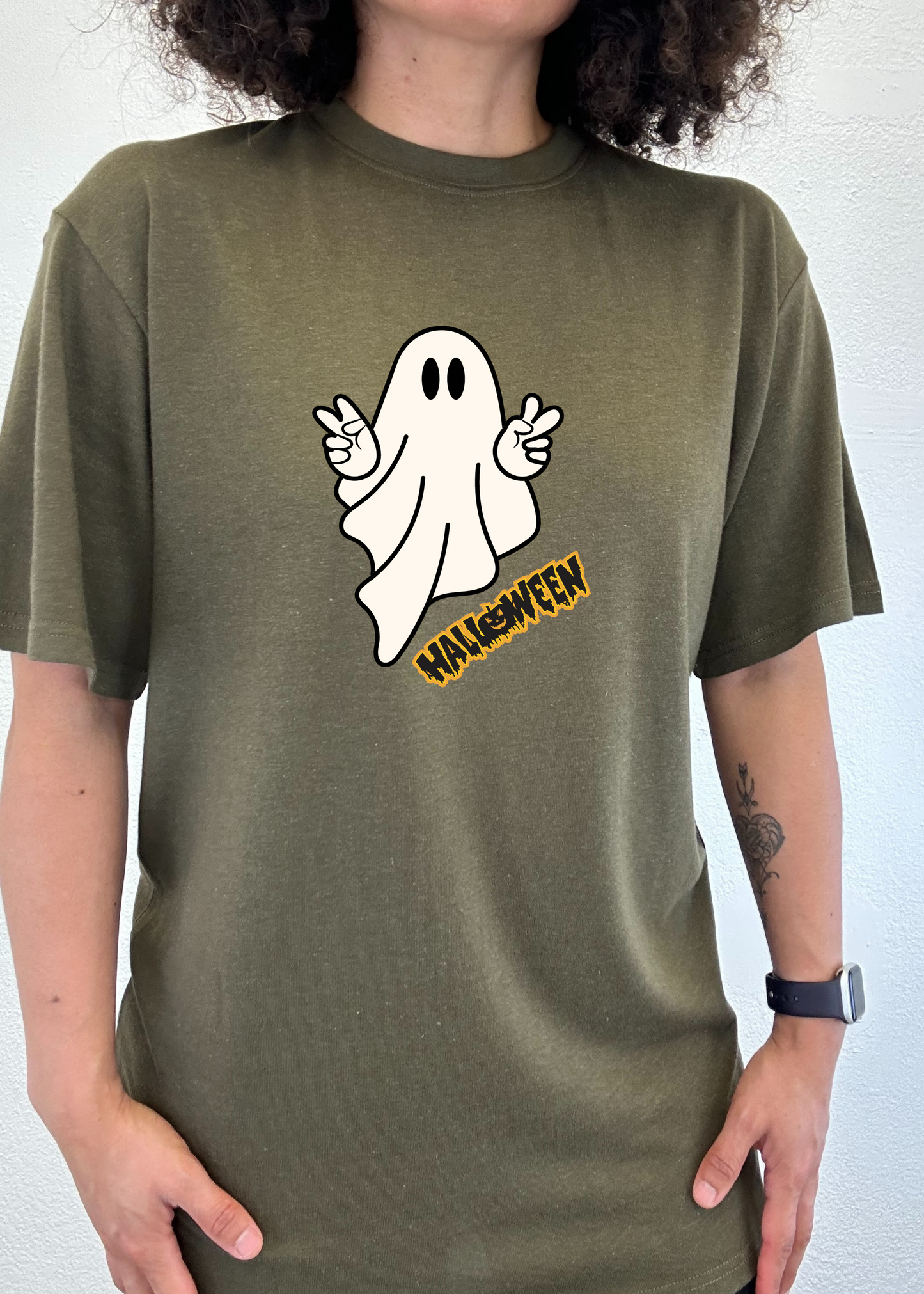 Halloween Ghost Unisex Bamboo Viscose/Organic Cotton Short Sleeve Graphic T-Shirt