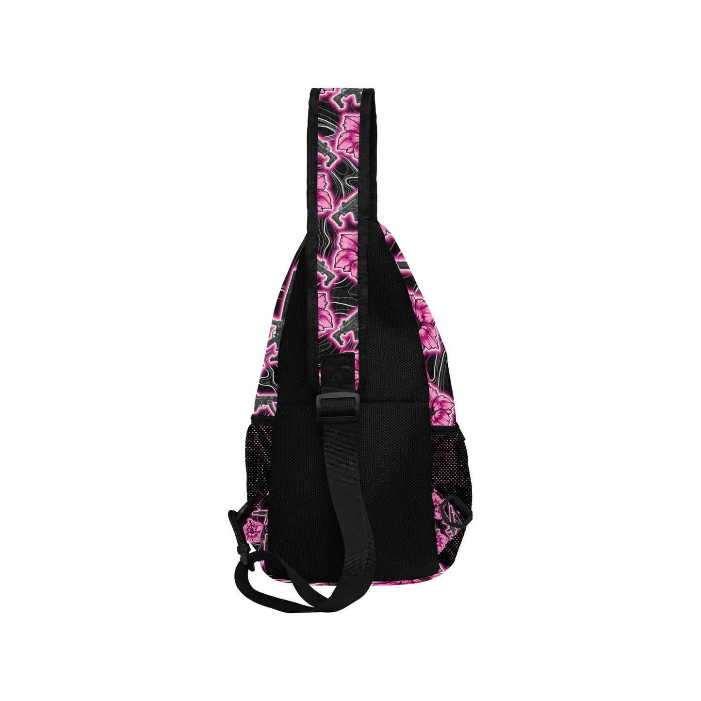 High Capacity Hibiscus Black Neon Sling Bag