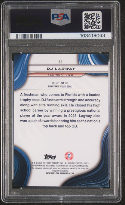 Graded 2024 Topps Bowman Best University DJ Lagway #88 Rookie RC Football Card PSA 10 Gem Mint