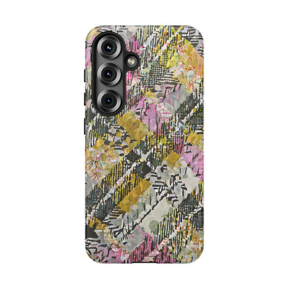 Purple Plaid Floral Artistic Tough Phone Case