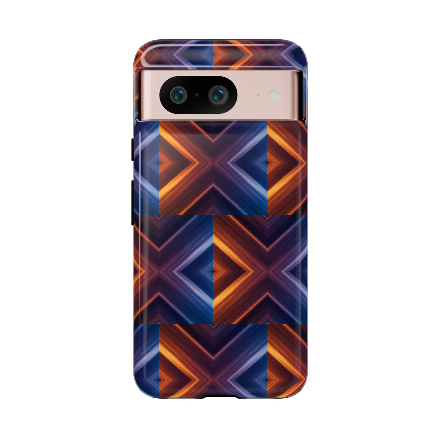 Stylish Tough Phone Case With Blue & Orange Abstract Design
