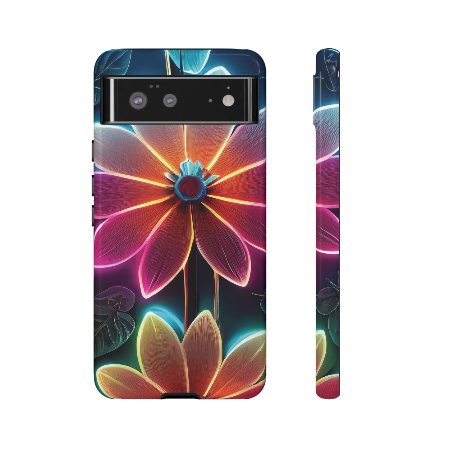 Vibrant Neon Flowers Tough Phone Case