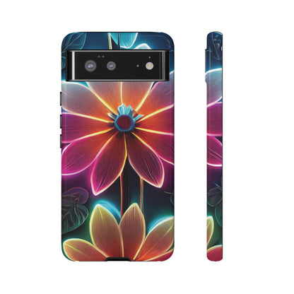 Vibrant Neon Flowers Tough Phone Case