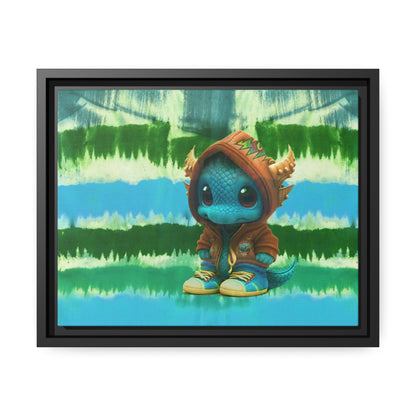 Baby Dragon Jam Aqua Matte Canvas with Black Frame