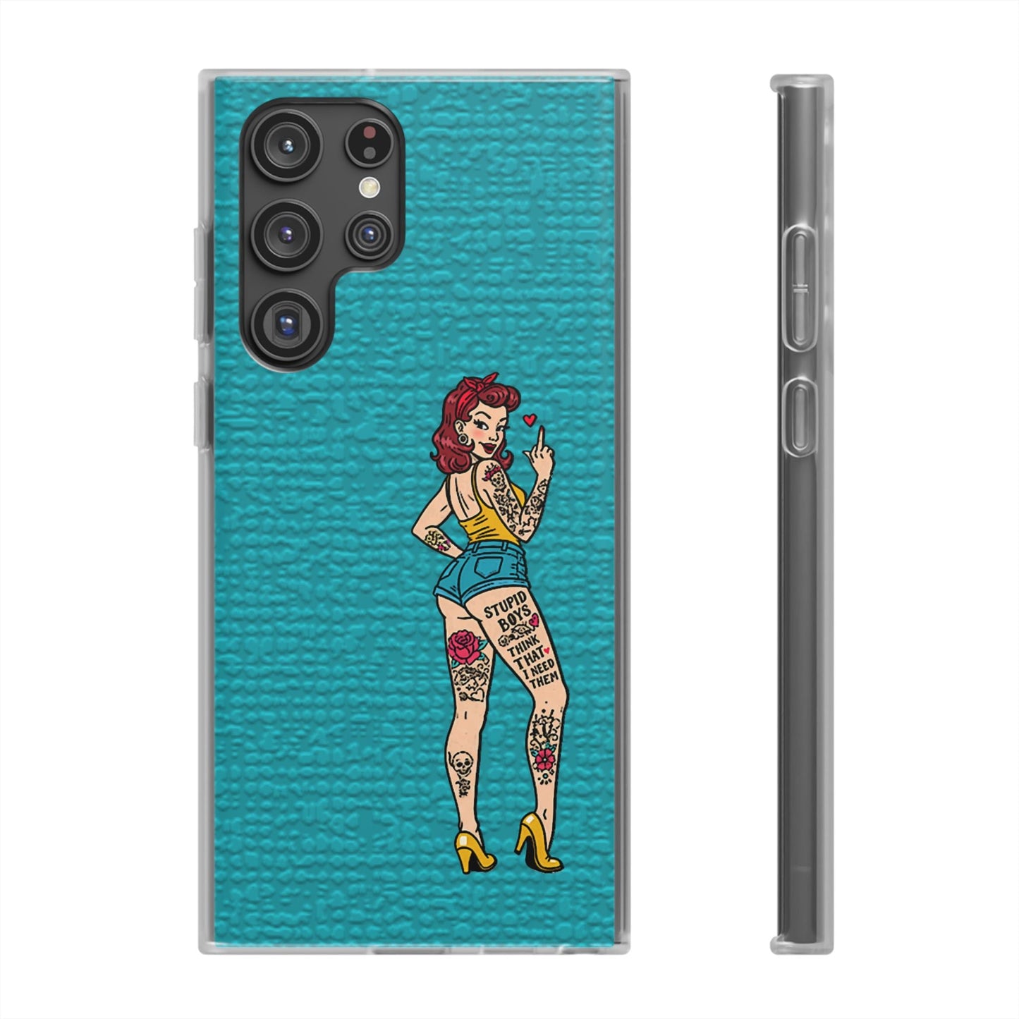 Sassy Pin-Up Stupid Boys Teal Flexi Phone Case