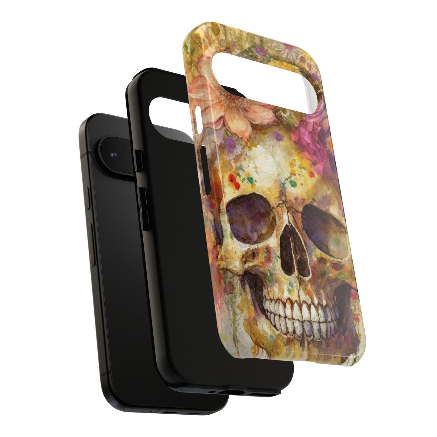 Unique Floral Skull Tough Phone Case
