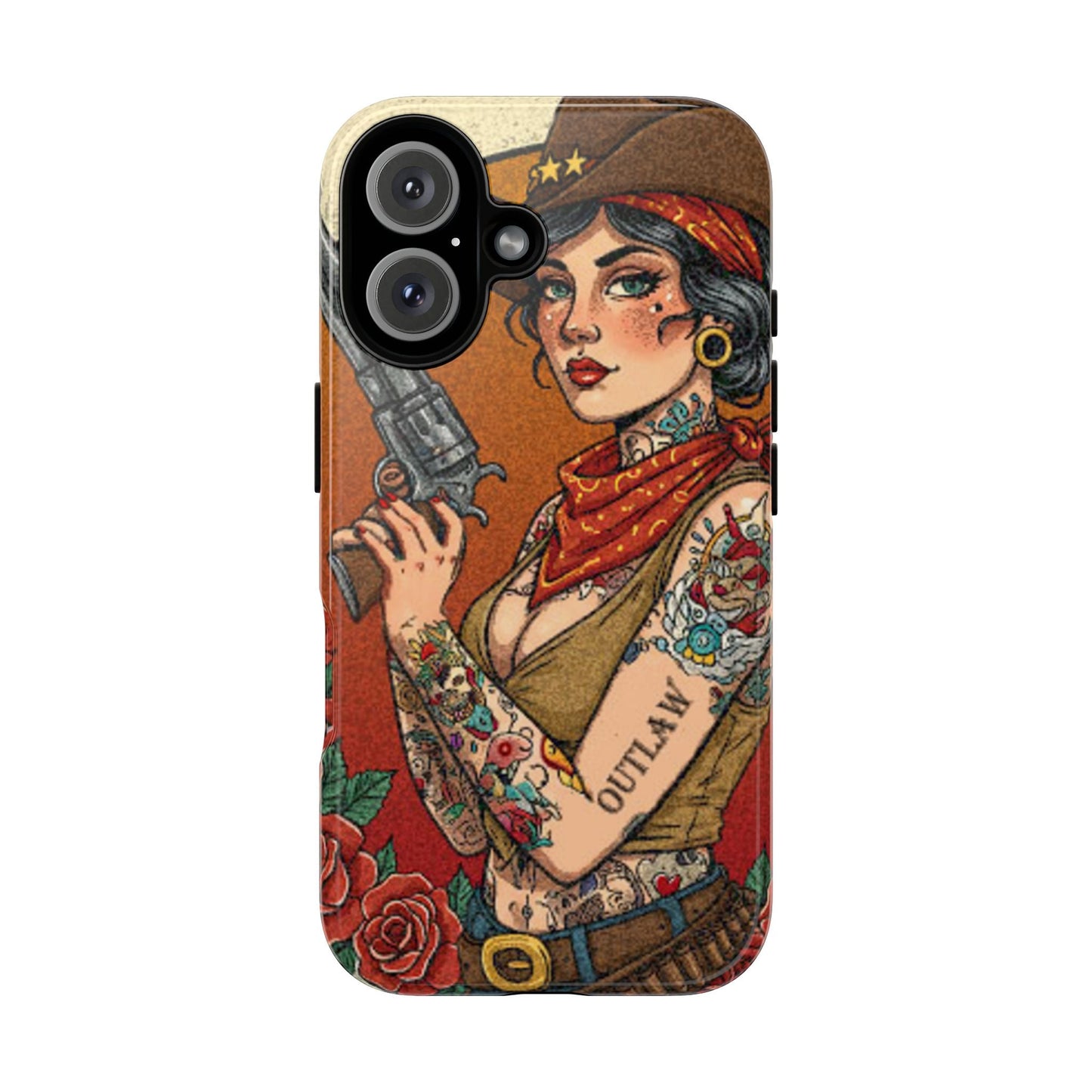 Vintage Western Tough Phone Case with Outlaw Design