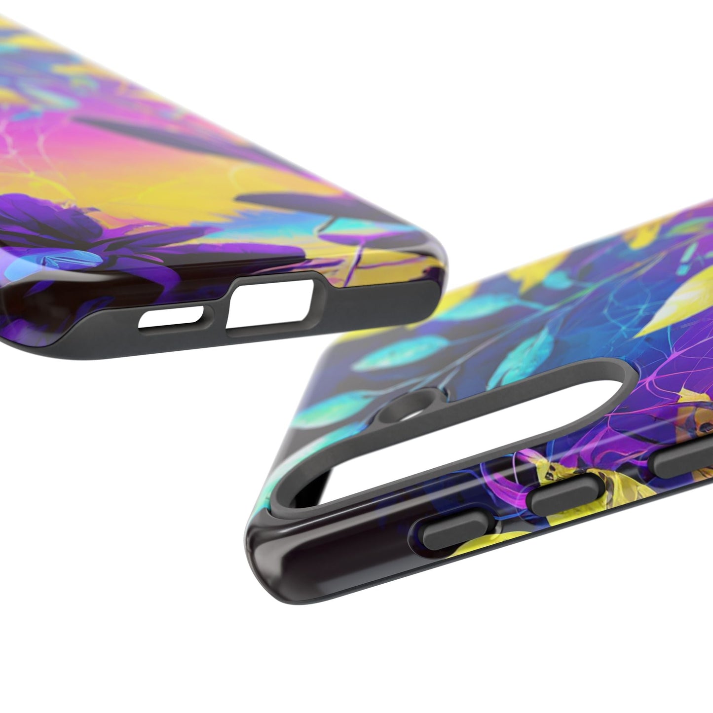 Artistic Vibrant Neon Floral Leaf Tough Phone Case