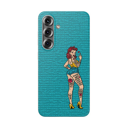 Sassy Pin-Up Stupid Boys Teal Flexi Phone Case