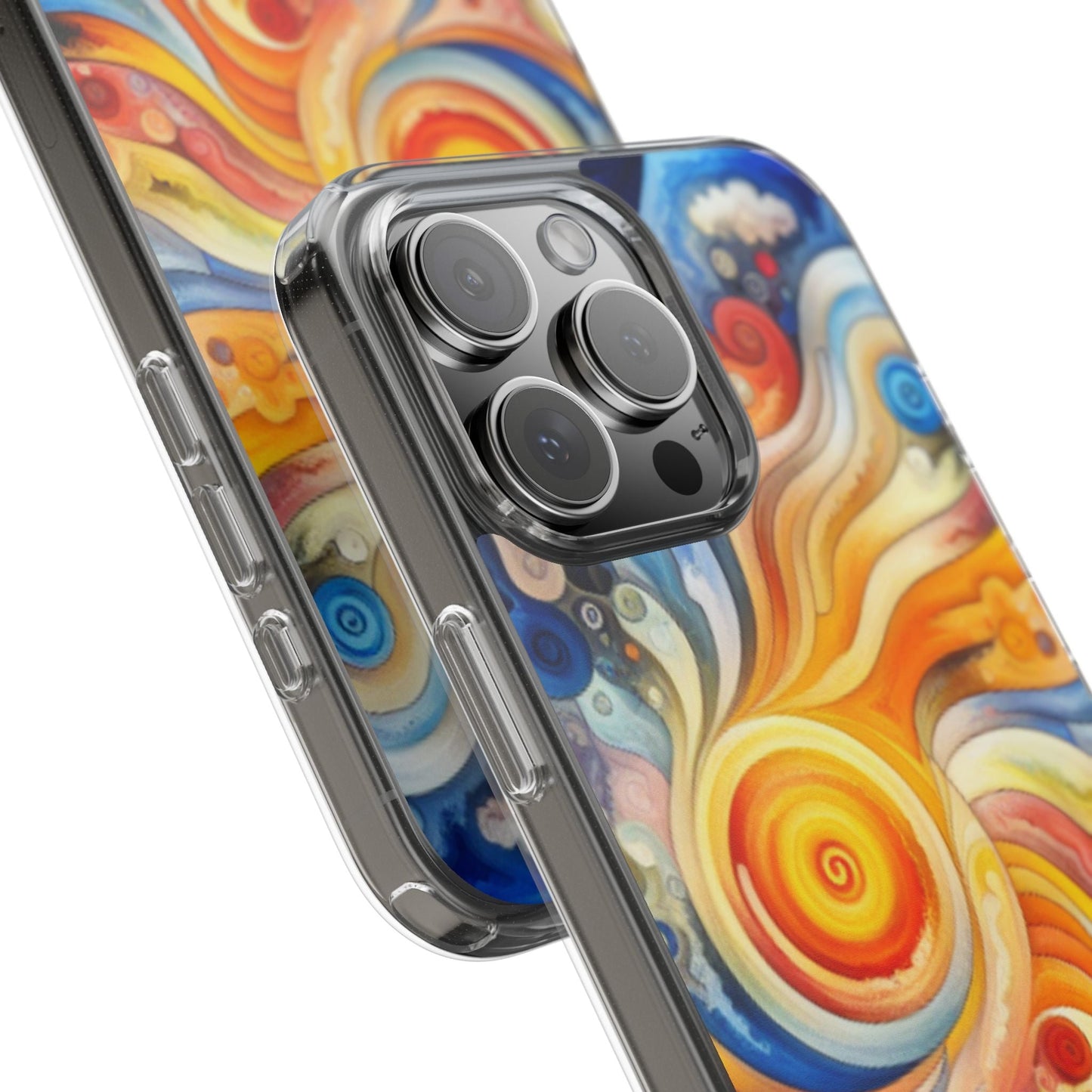 Colorful Abstract Swirl Clear Phone Case