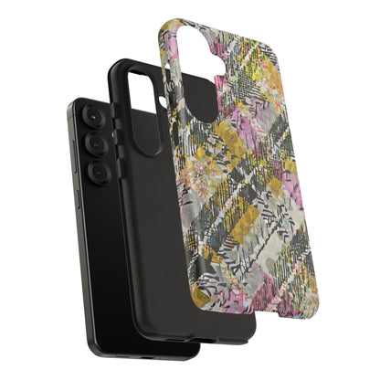 Purple Plaid Floral Artistic Tough Phone Case