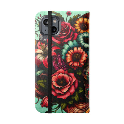 Sugar Skull Flip Wallet Phone Case