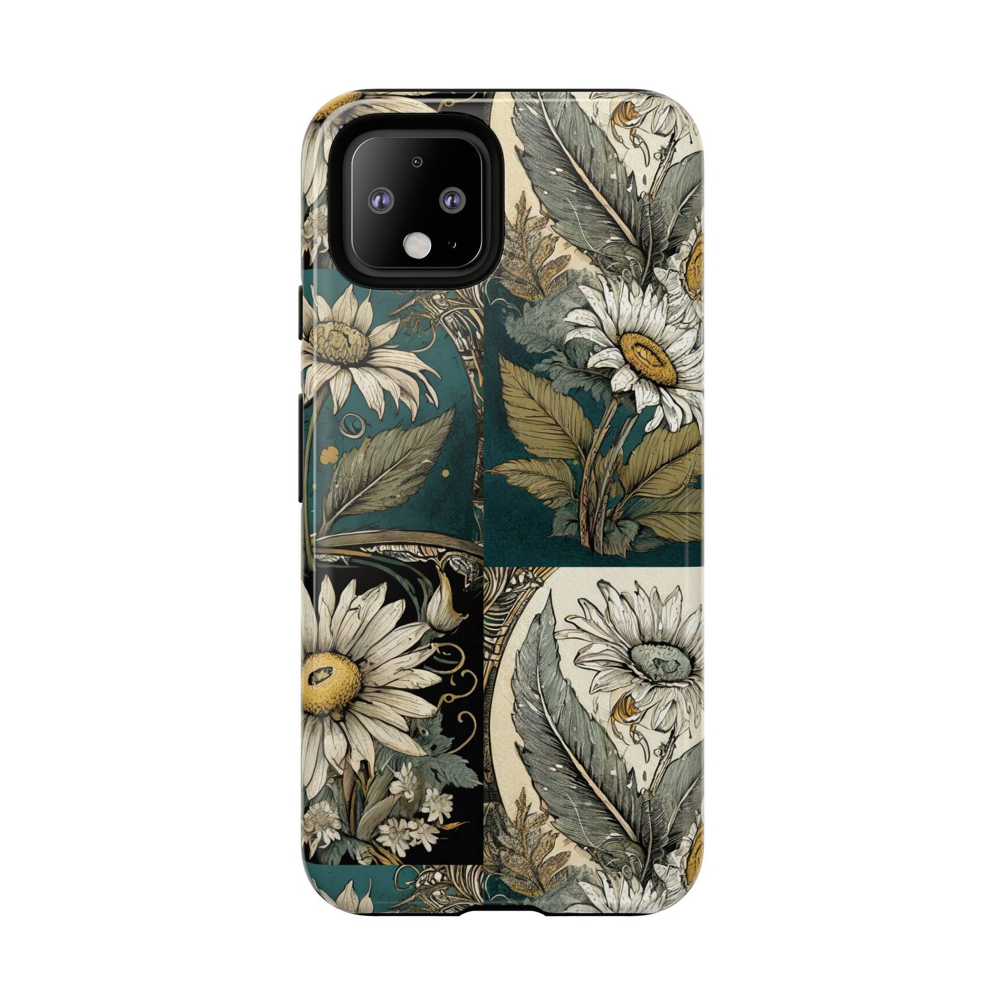 Abstract Teal Daisy Tough Phone Case