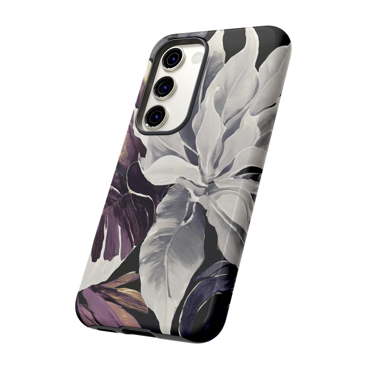White & Plum Floral Tough Phone Case