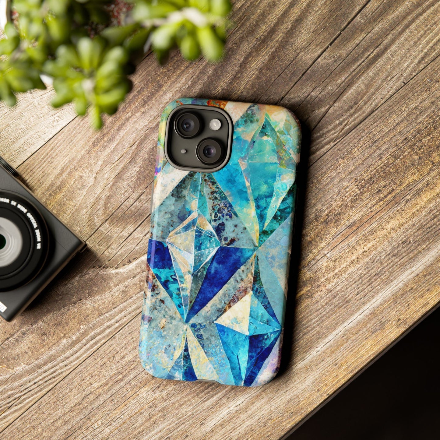 Diamond Blue Abstract Tough Phone Case