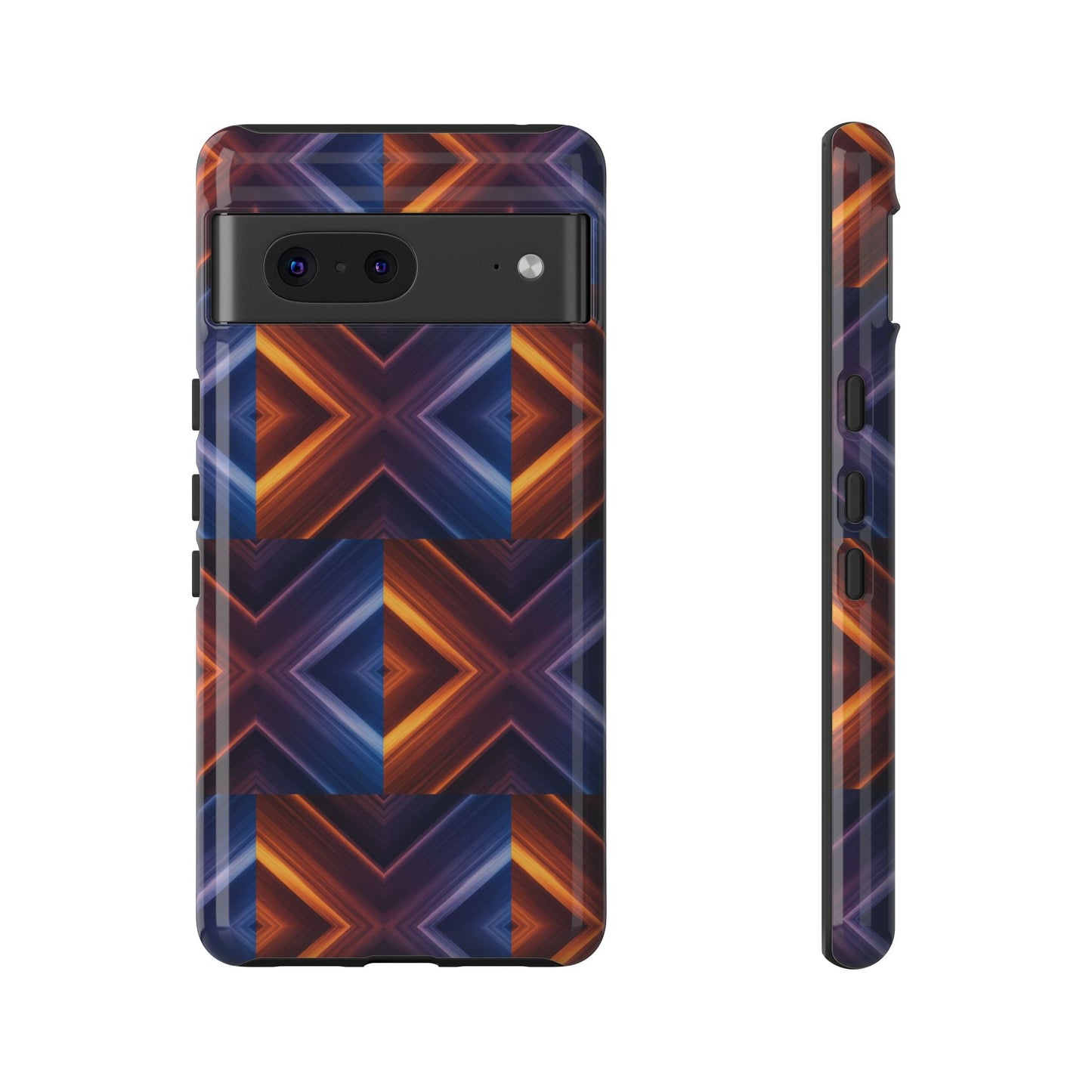 Stylish Tough Phone Case With Blue & Orange Abstract Design