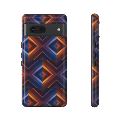 Stylish Tough Phone Case With Blue & Orange Abstract Design