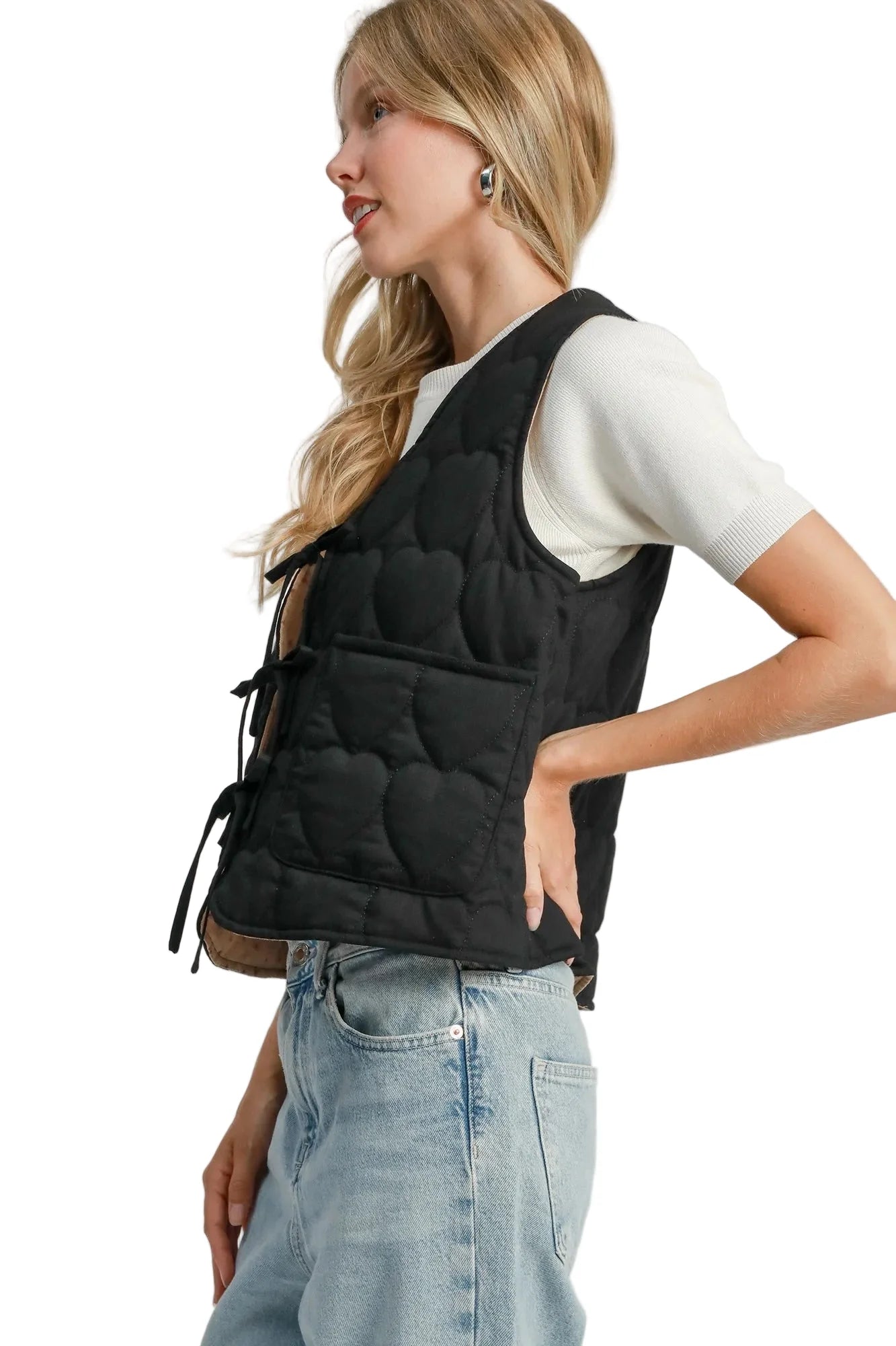 Heart Quilted Tie-Front Vest