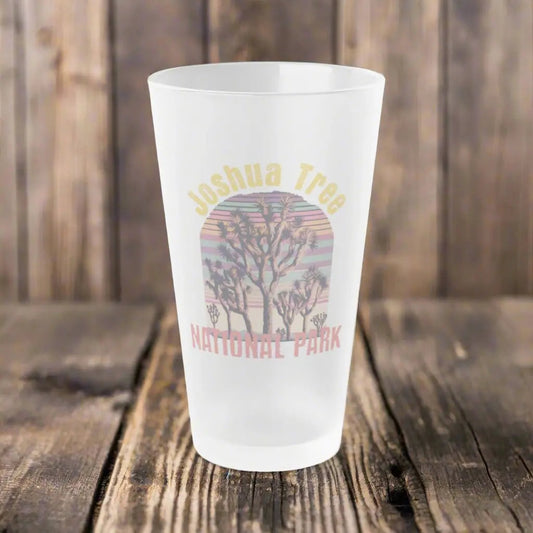 Joshua Tree National Park Frosted Pint Glass 16oz Retro Graphic