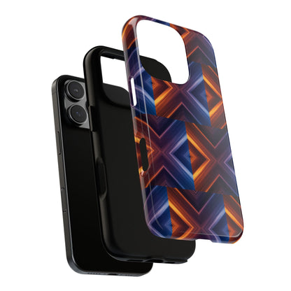 Stylish Tough Phone Case With Blue & Orange Abstract Design