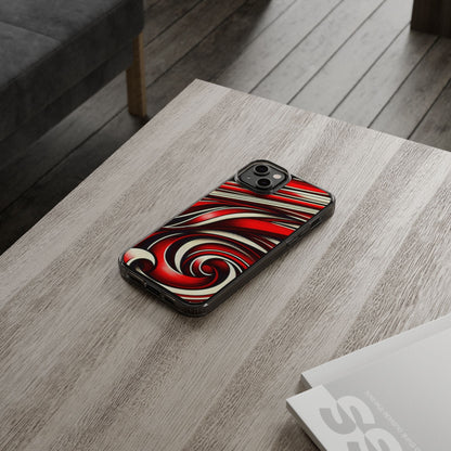Red & White Swirl Abstract Clear Phone Case