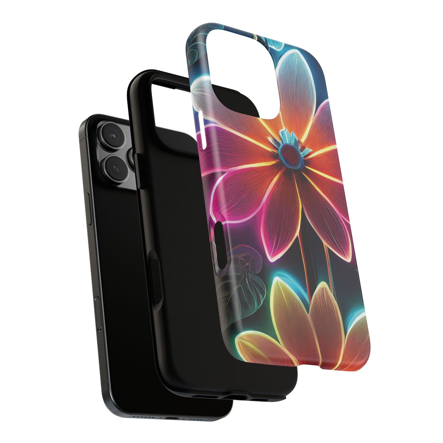 Vibrant Neon Flowers Tough Phone Case