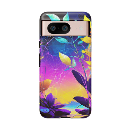 Artistic Vibrant Neon Floral Leaf Tough Phone Case