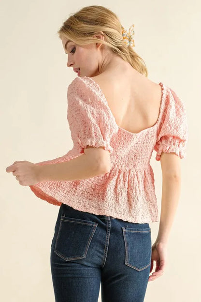 And The Why Lovely Textured and Smocked Top