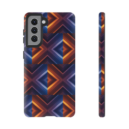 Stylish Tough Phone Case With Blue & Orange Abstract Design