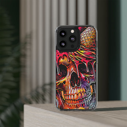 Neon Ice Cream Skull Clear Phone Case