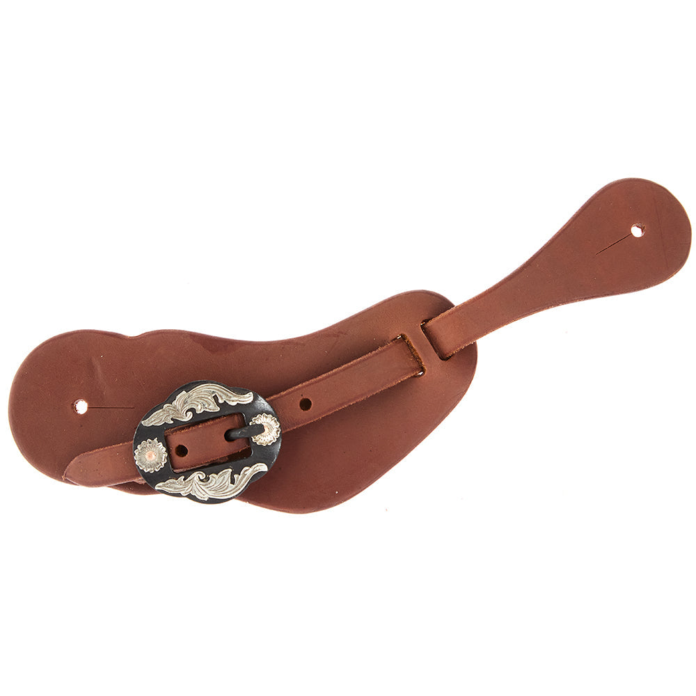 Mens Heavy Oiled Cowboy Spur Straps With Double Flower Buckles