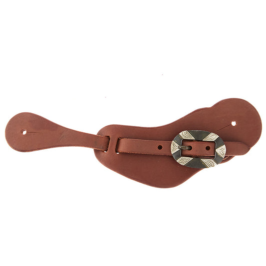 Mens Heavy Oiled Cowboy Spur Straps With Oval Silver Bar Buckles