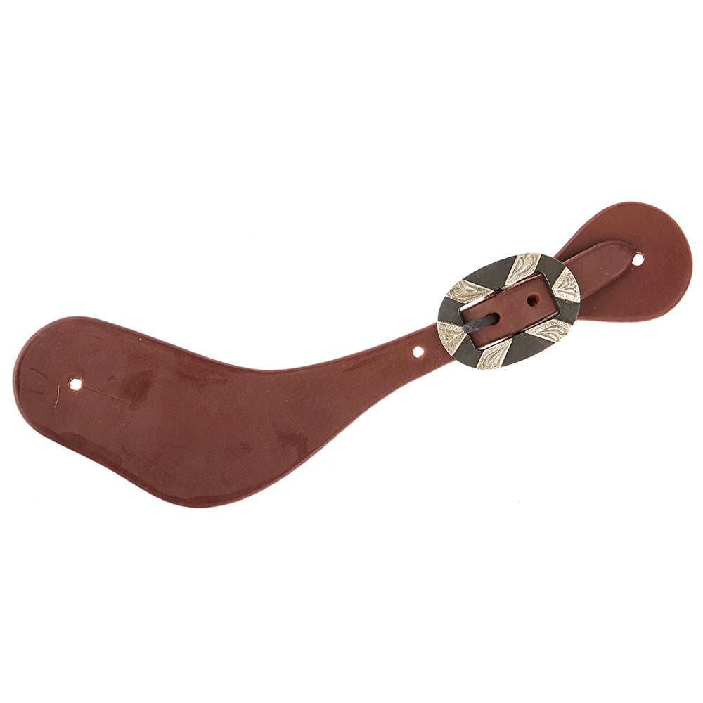 Mens Oiled Dove Wing Spur Straps With Oval Silver Bar Buckles