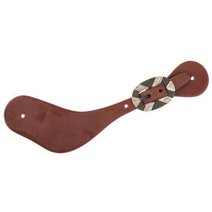 Mens Oiled Dove Wing Spur Straps With Oval Silver Bar Buckles